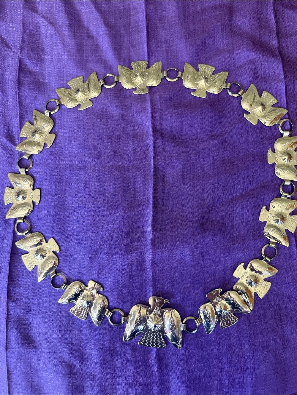 Vintage 90s Y2K Silver-tone Link Thunderbird Women’s Belt Southwest Bohemian